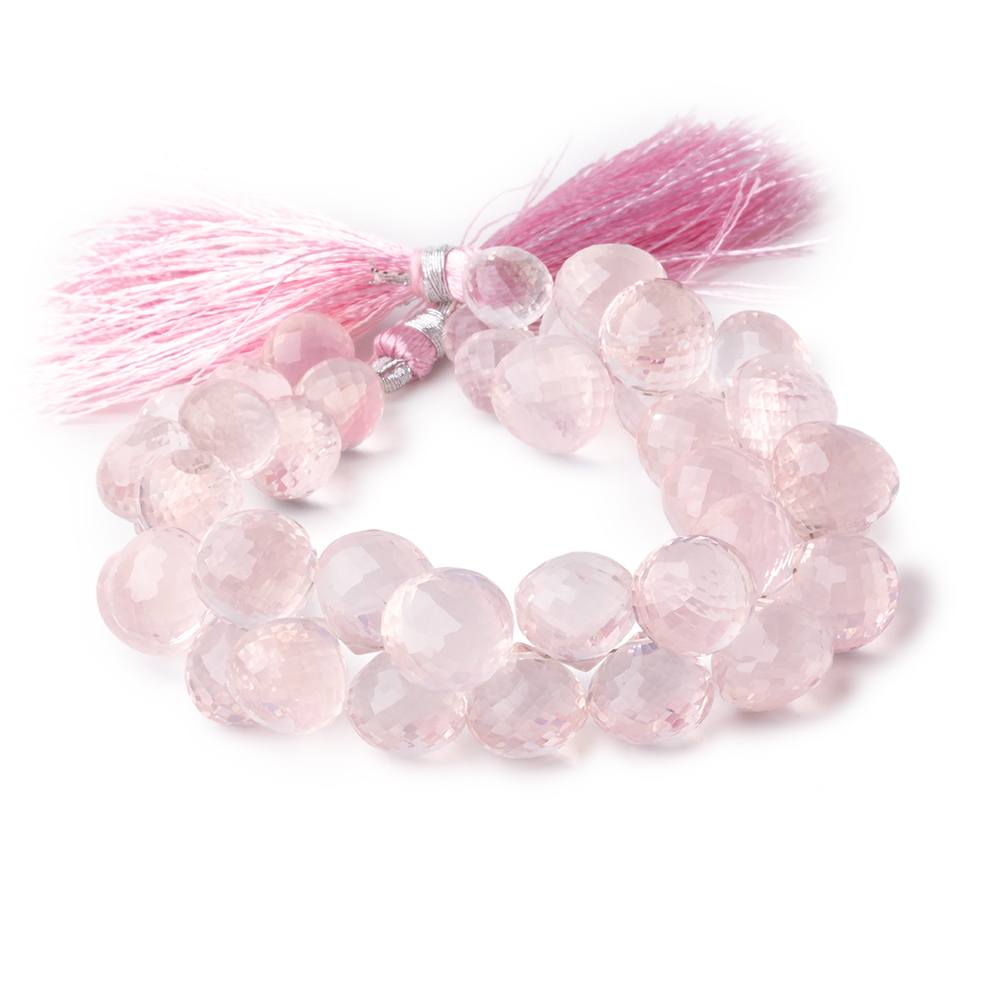 7.5-13.5mm Rose Quartz Faceted Candy Kiss Beads 7.5 inch 41 pieces AAA