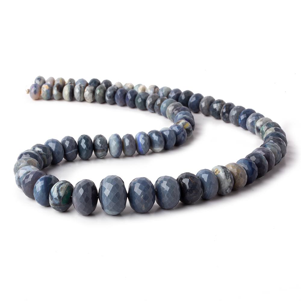 7.5-14mm Blue Grey Australian Opal faceted rondelle beads 18 inch 74 pieces