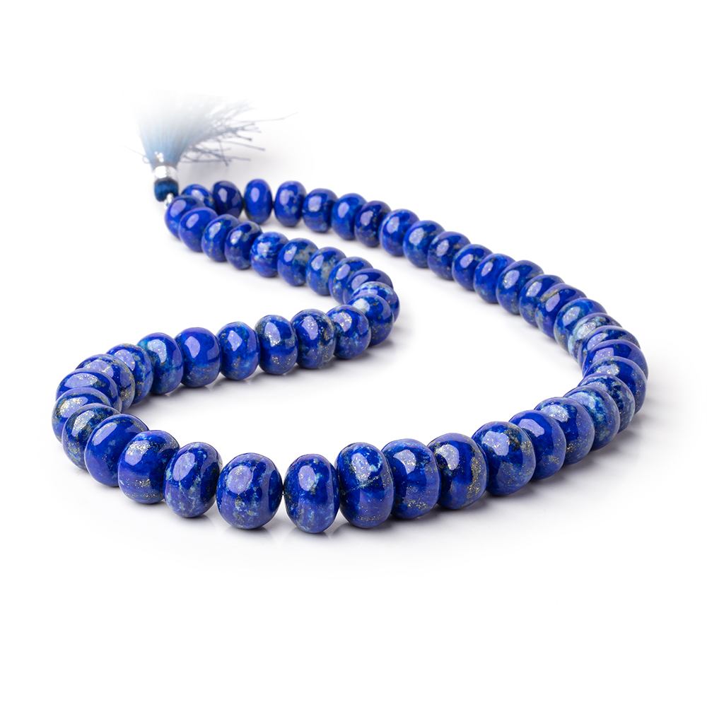 7.5-15mm Lapis Lazuli Plain Rondelle Beads 16 inch 53 pieces AA