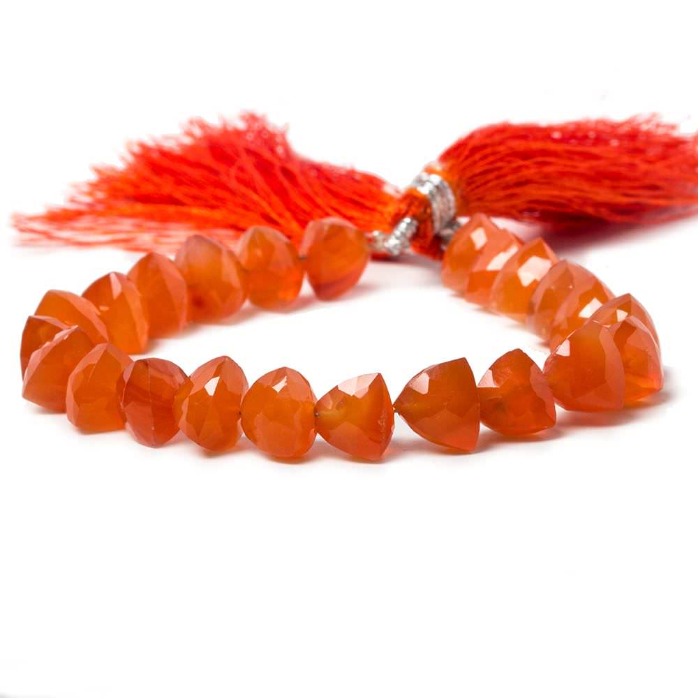 7.5-8.5mm Carnelian straight drilled trillion beads 6.5 inch 23 pieces