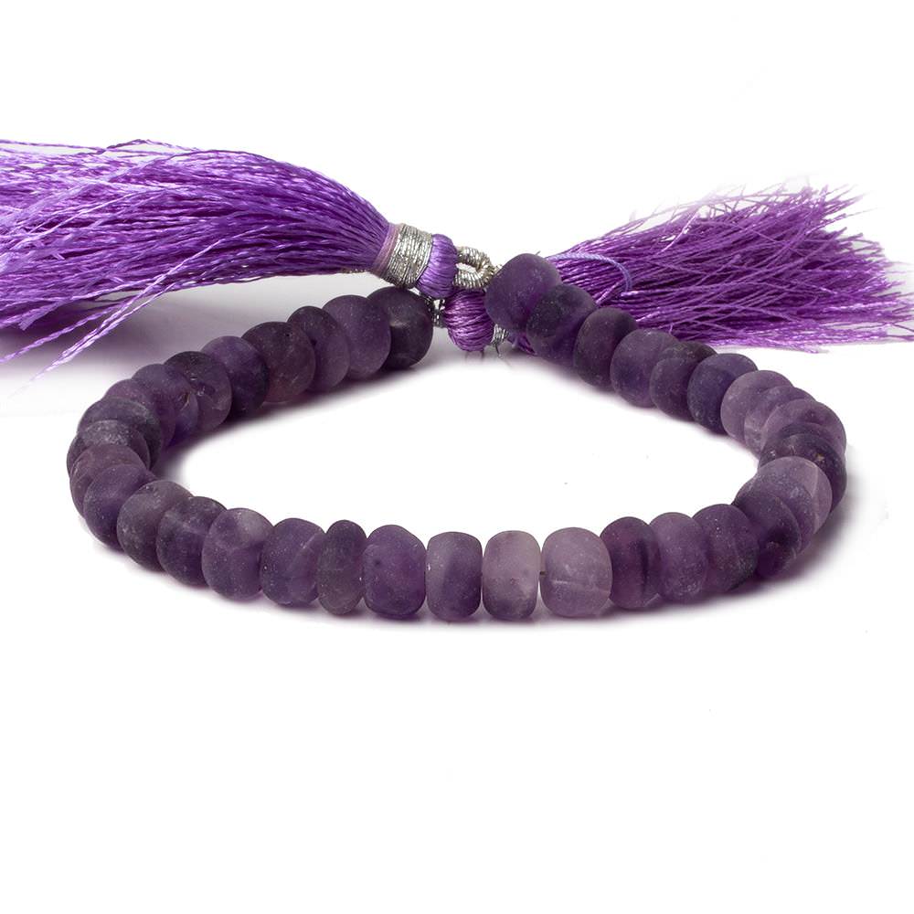 7.5-8.5mm Matte Amethyst plain rondelles 7.5 inch 38 beads A