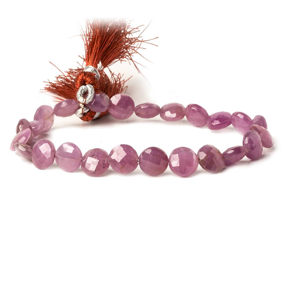 7.5-8.5mm Ruby Faceted Coin Beads 8 inch 20 pieces