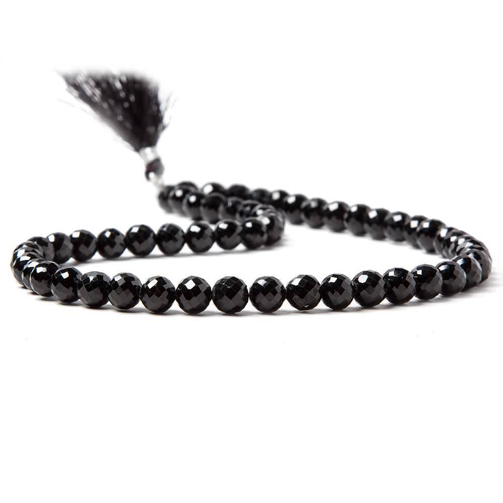 7mm Black Spinel faceted round beads 16 inch 60 pieces A