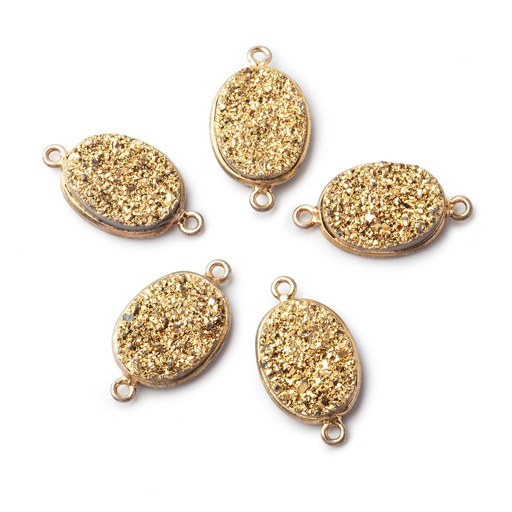 23x13mm Titanium Gold plated Bezeled Oval Drusy Connector 1 piece