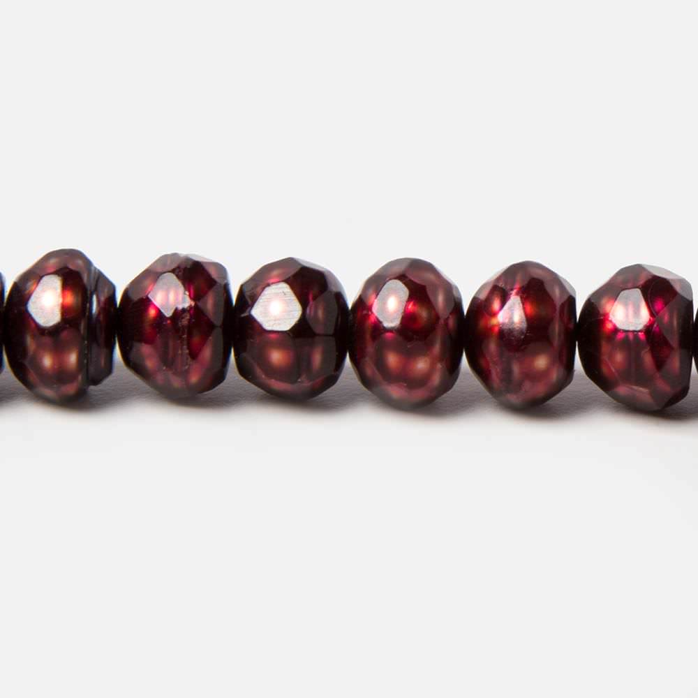 7.5mm Deep Ruby Red faceted button center drill freshwater Pearls 71 pieces