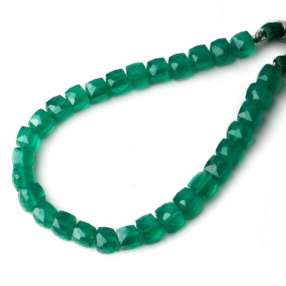 8mm Green Onyx Faceted Cube Beads, 9 inch strand 29pcs/str