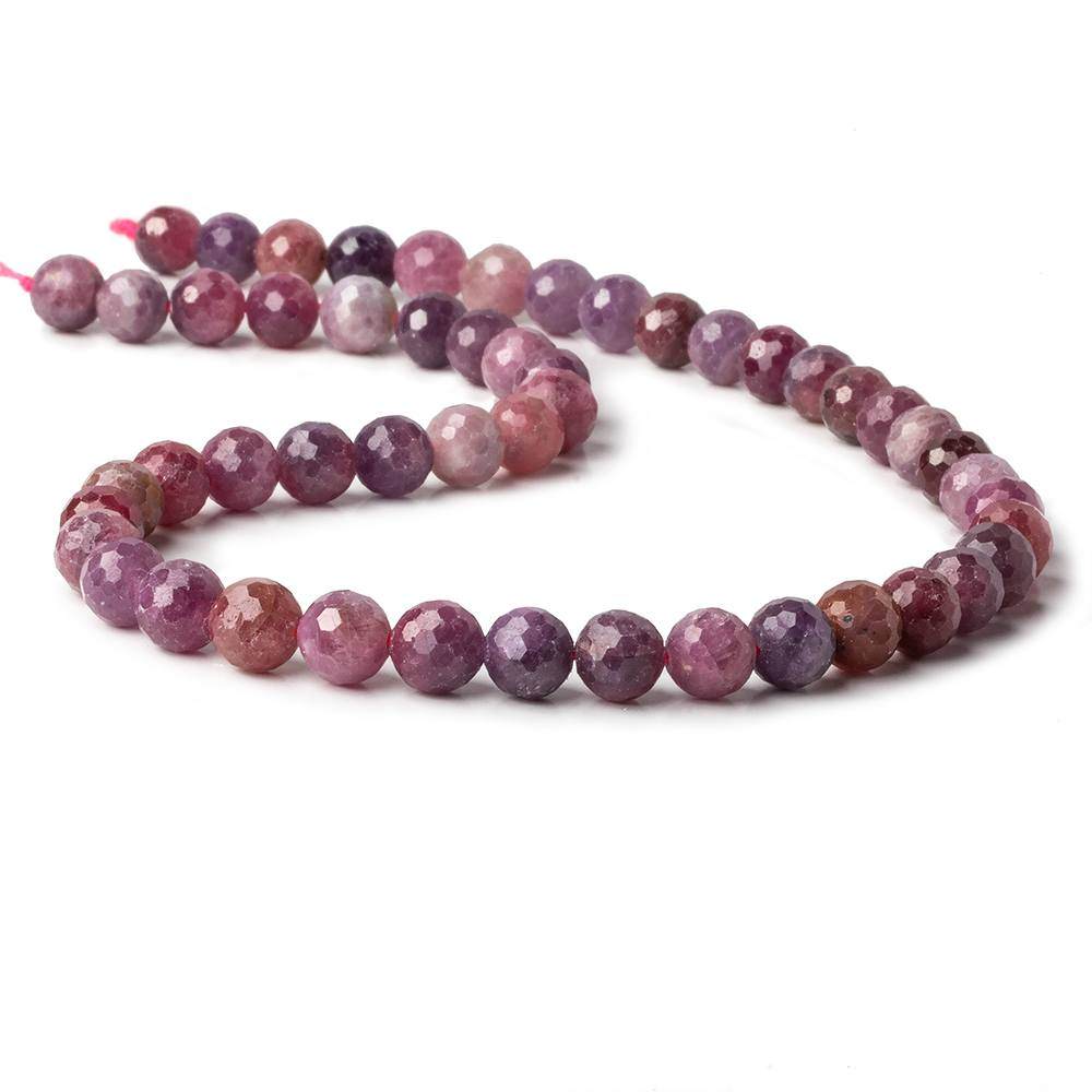 7.5mm Multi Color Sapphire and Ruby Faceted Round Beads 51 pieces 15.5 inch