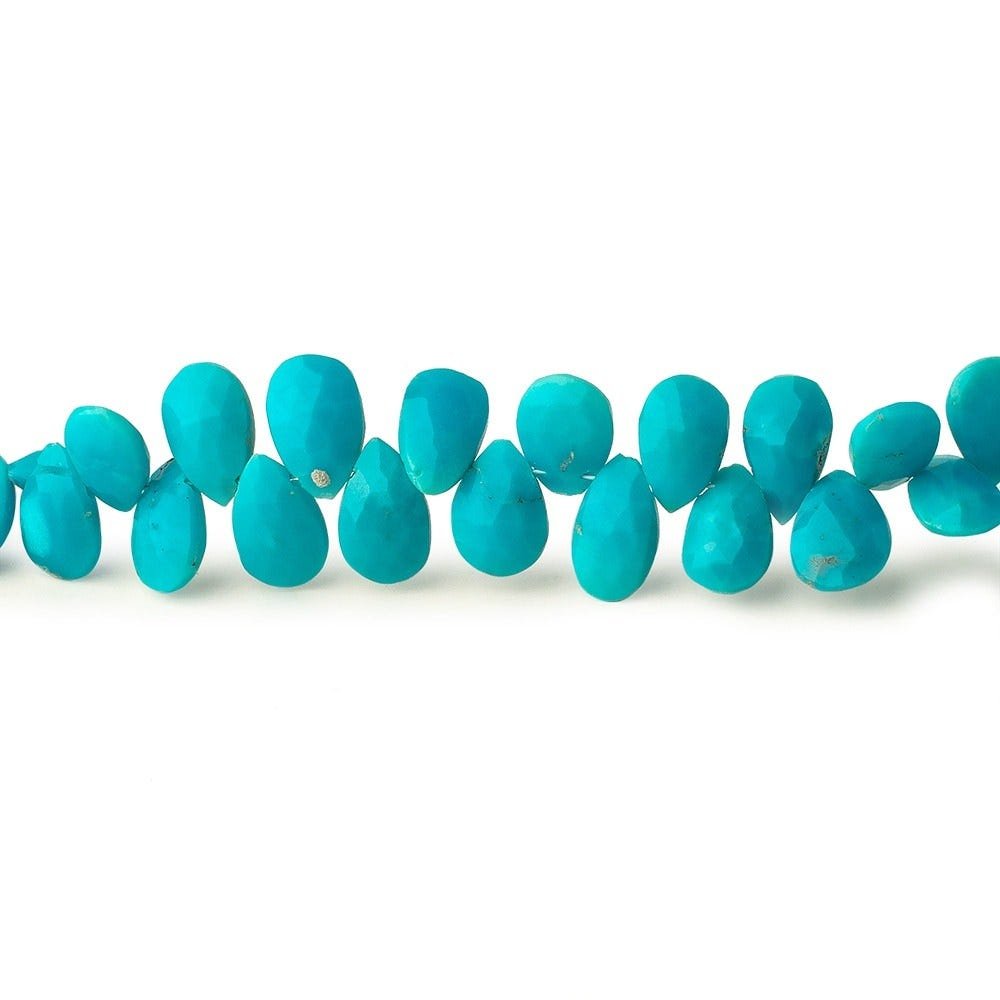 7.5x4.5-9x6mm Sleeping Beauty Turquoise Faceted Pear Beads 8.5 inch 62 pieces