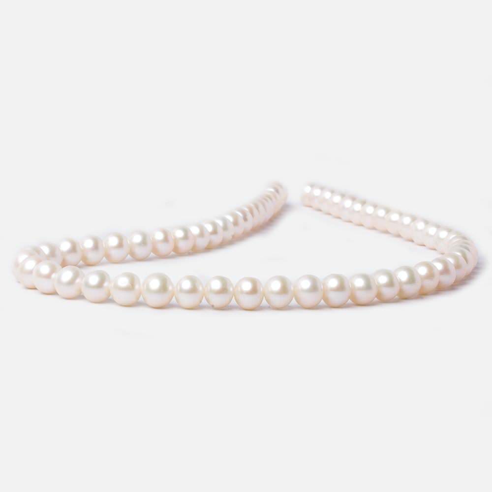 7.5x6-9x6.5mm Cream Off Round Freshwater Pearls 16 inch 56 pieces