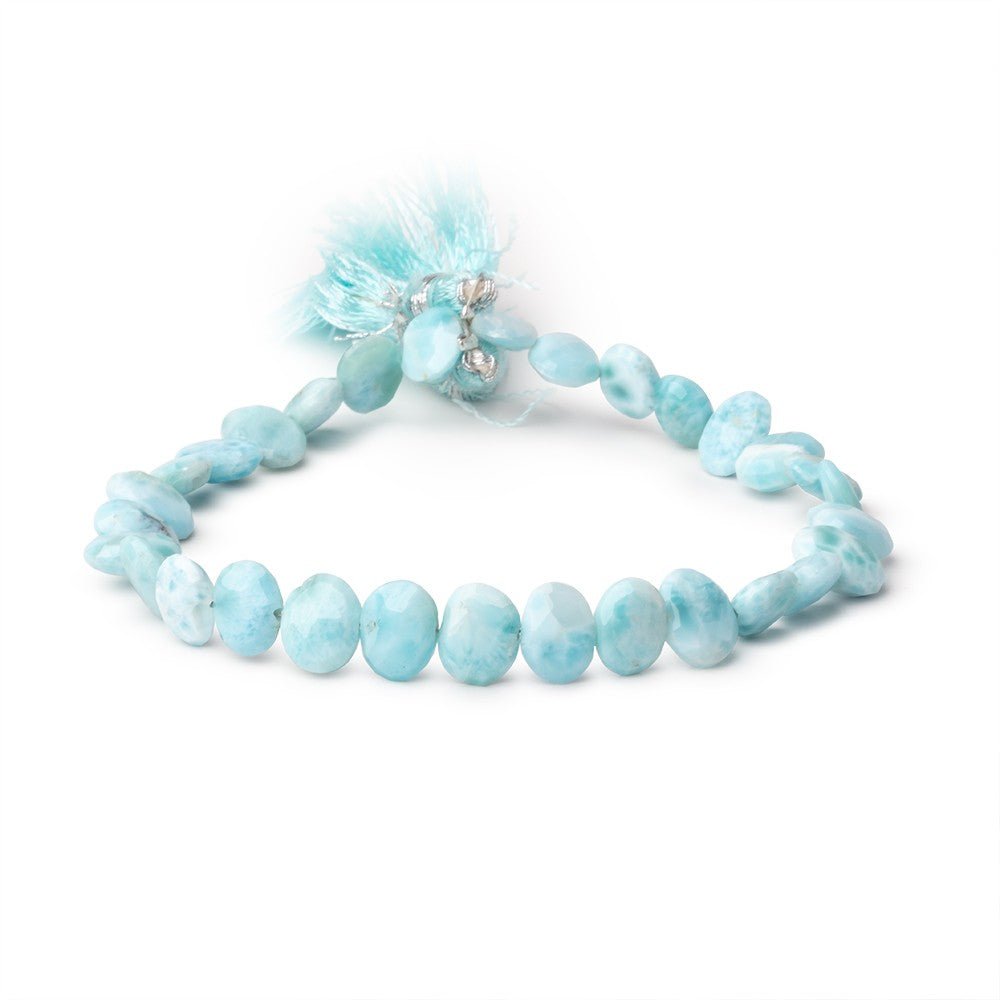 7.5x6-9x7mm Larimar Faceted Oval Beads 8 inch 27 pieces