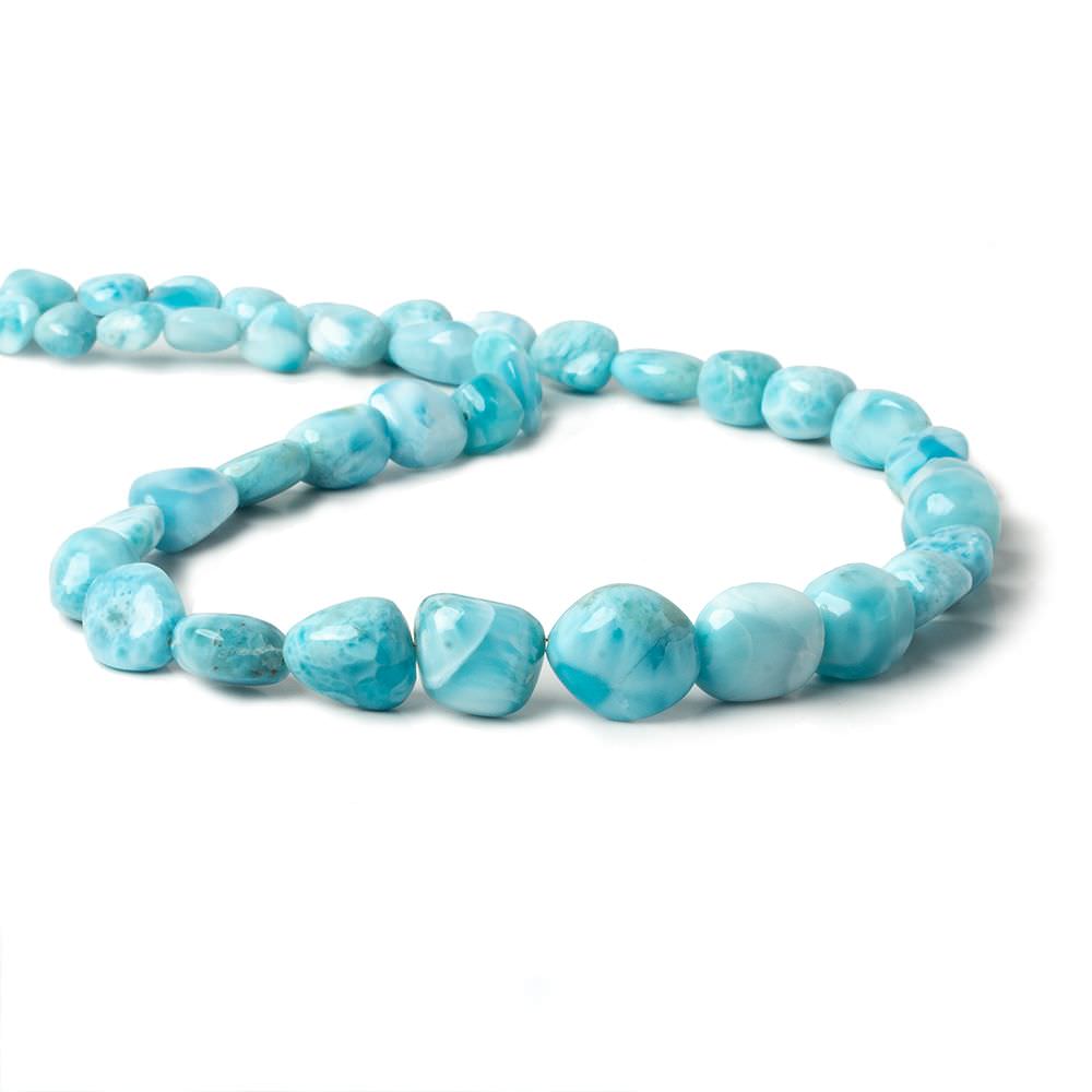 7.5x6.5-15x13.5mm Larimar plain nugget beads 18 inch 43 pieces AAA