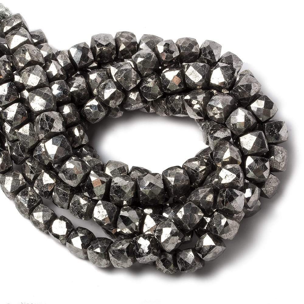 7x7mm Silver Pyrite Faceted Cubes 8 inch 27 pieces A