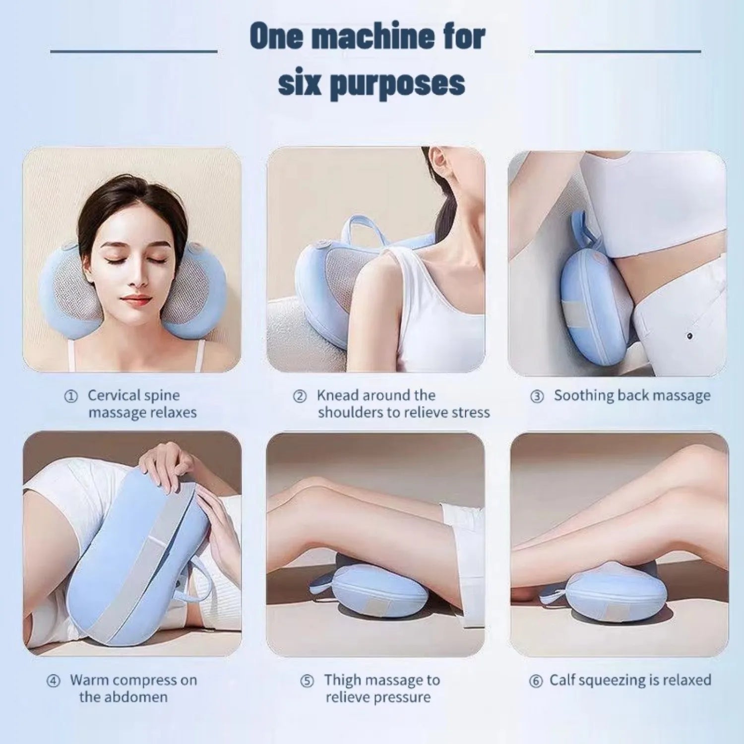 Massage Pillow Head Massager Car Home Cervical Shiatsu Massage Neck Back Waist Body Massager Cushion Kneading Wireless Electric