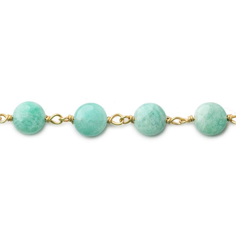 7mm Amazonite plain coin Vermeil Chain by the foot