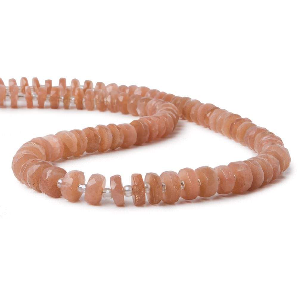 6.5mm Angel Skin Peach Moonstone faceted heishi beads 16 inch 100 pieces
