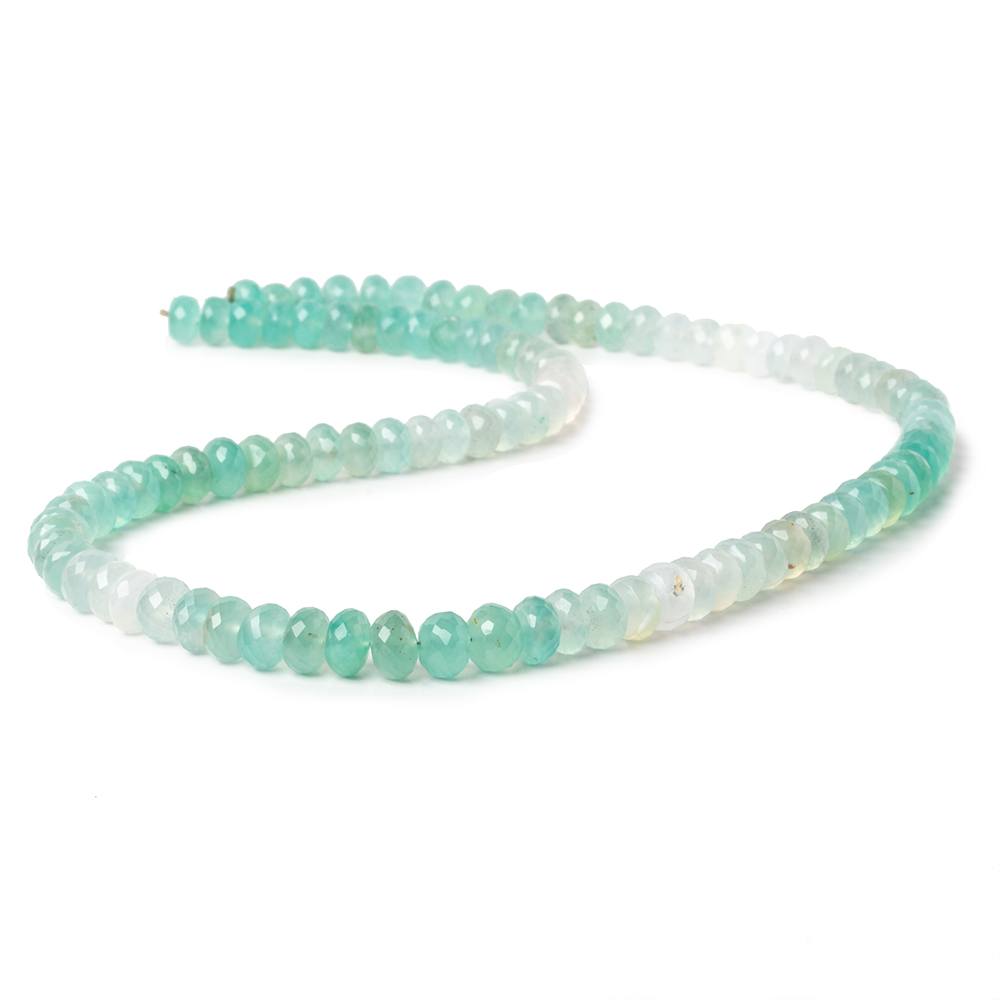7mm Aqua Green Chalcedony faceted rondelles 18 inches 100 beads AAA