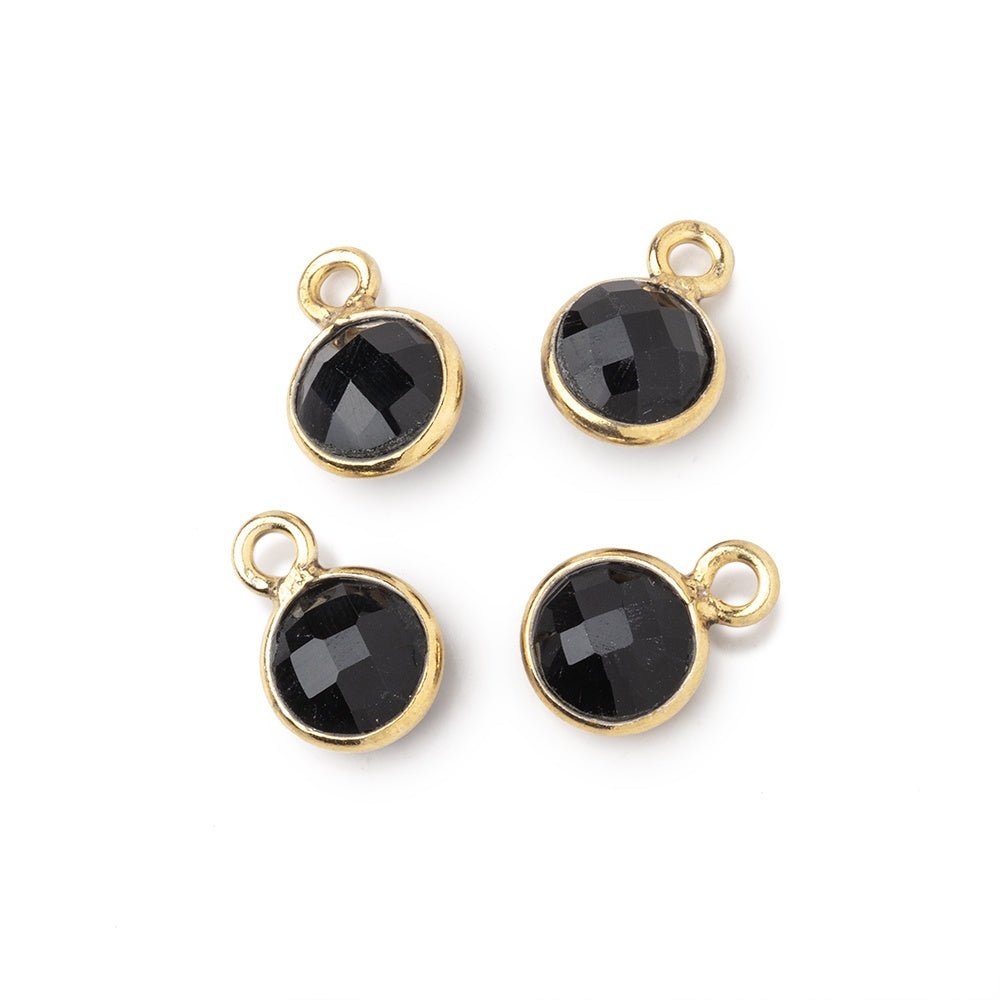 7mm Bezel Set Black Onyx Faceted Coin Set of 4 Pendants