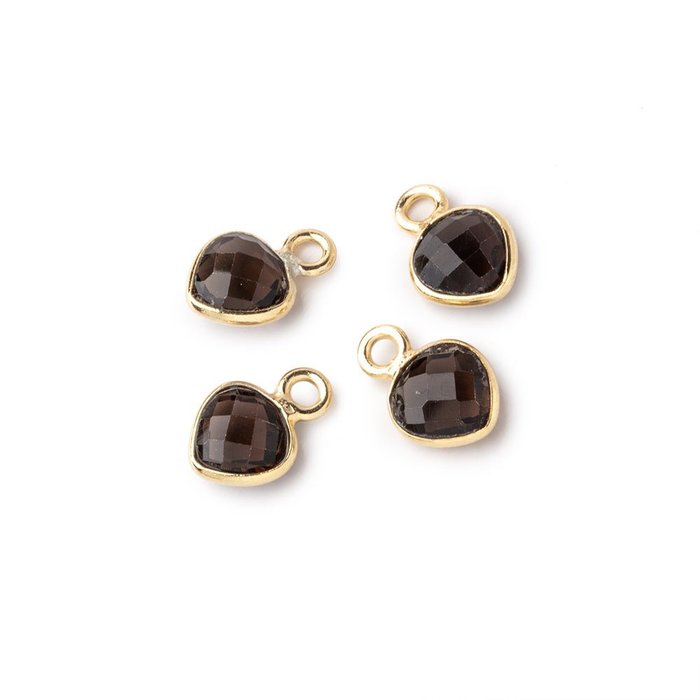 7mm Bezel Set Smoky Quartz Faceted Heart Set of 4 Pendants