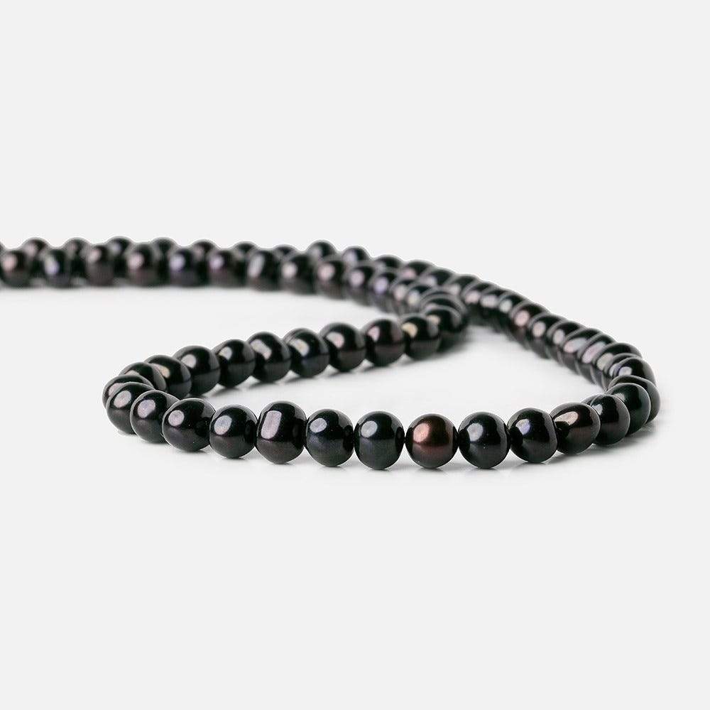 7mm Charcoal Grey Off Round Pearl, 15 inch, 72 pieces