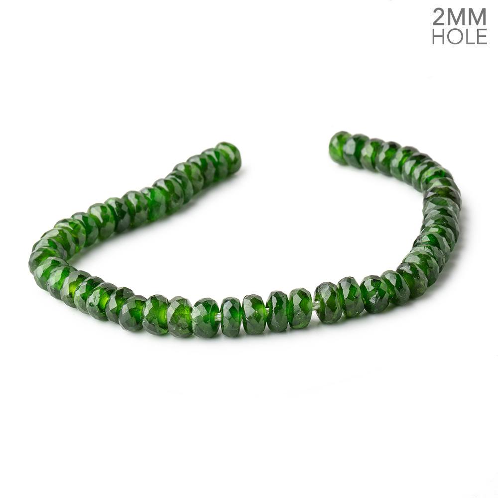 7mm Chrome Diopside 2mm Large Hole Faceted Rondelles 8 inch 51 Beads AAA