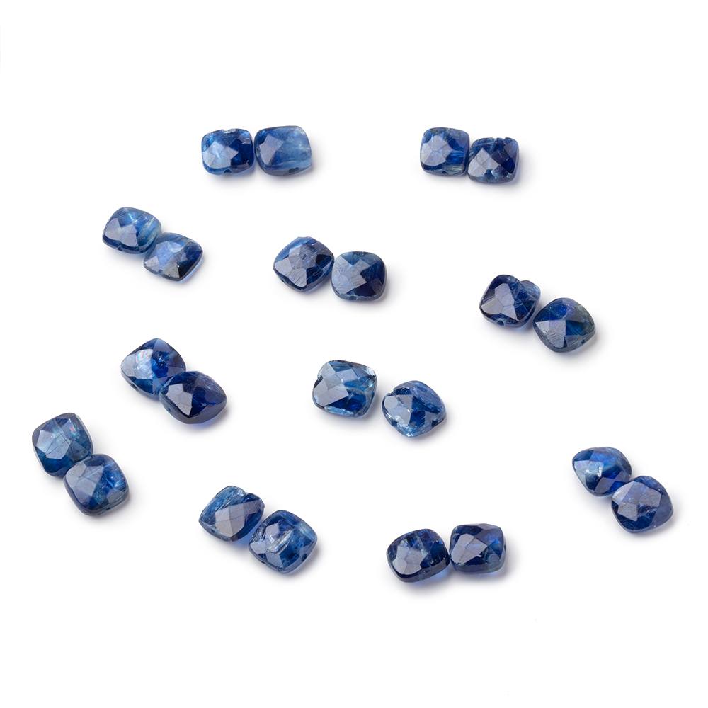 7mm Kyanite Faceted Pillow Focal Set of 2 Beads AA