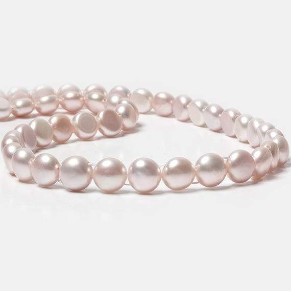 7mm Light Ice Pink Double Drilled Button Freshwater Pearls 15.5 inch 56 pcs
