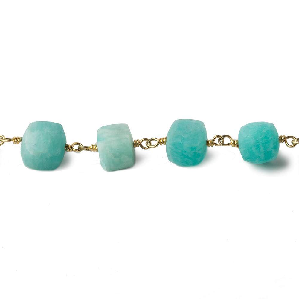 7mm Matte Amazonite cube Vermeil Chain by the foot 24 beads