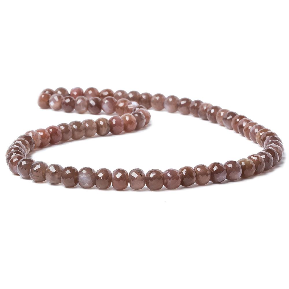 7mm Milk Chocolate Moonstone Micro-faceted rondelles 15 inch 67 beads