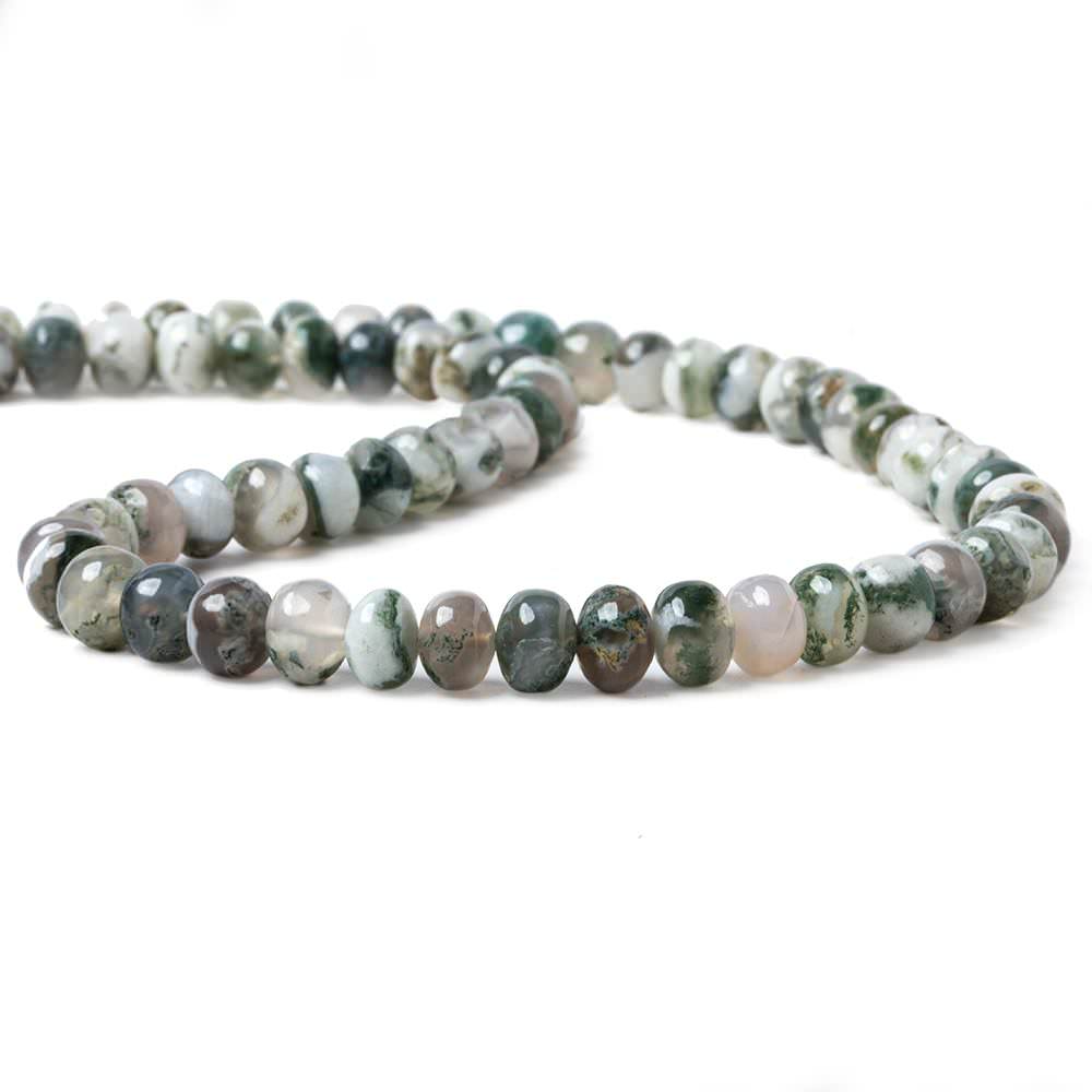 7mm Moss Agate Plain Rondelle Beads 16 inch 73 pieces