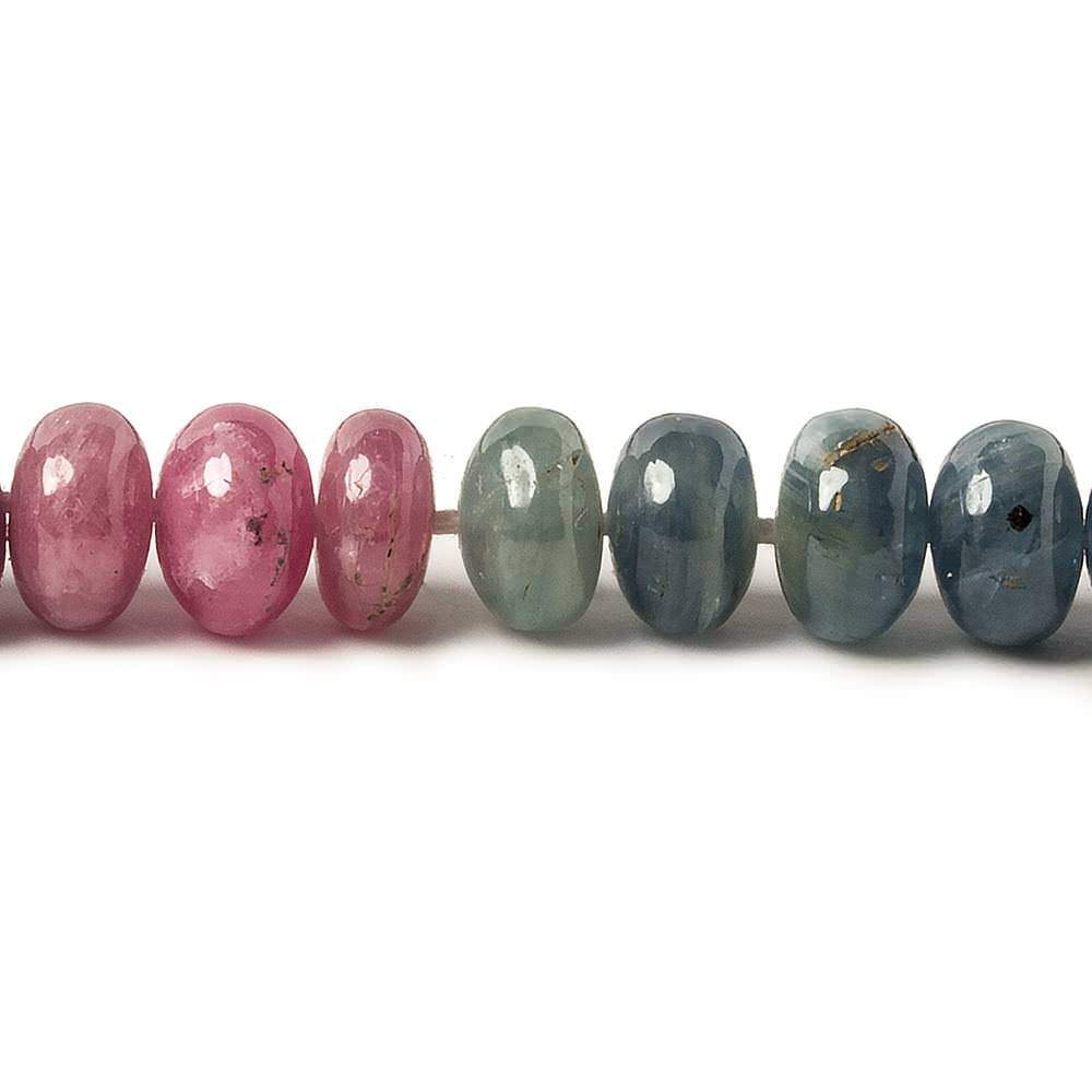 7mm Multi-colored Sapphire And Ruby Plain Rondelle 16 inch 88 pieces
