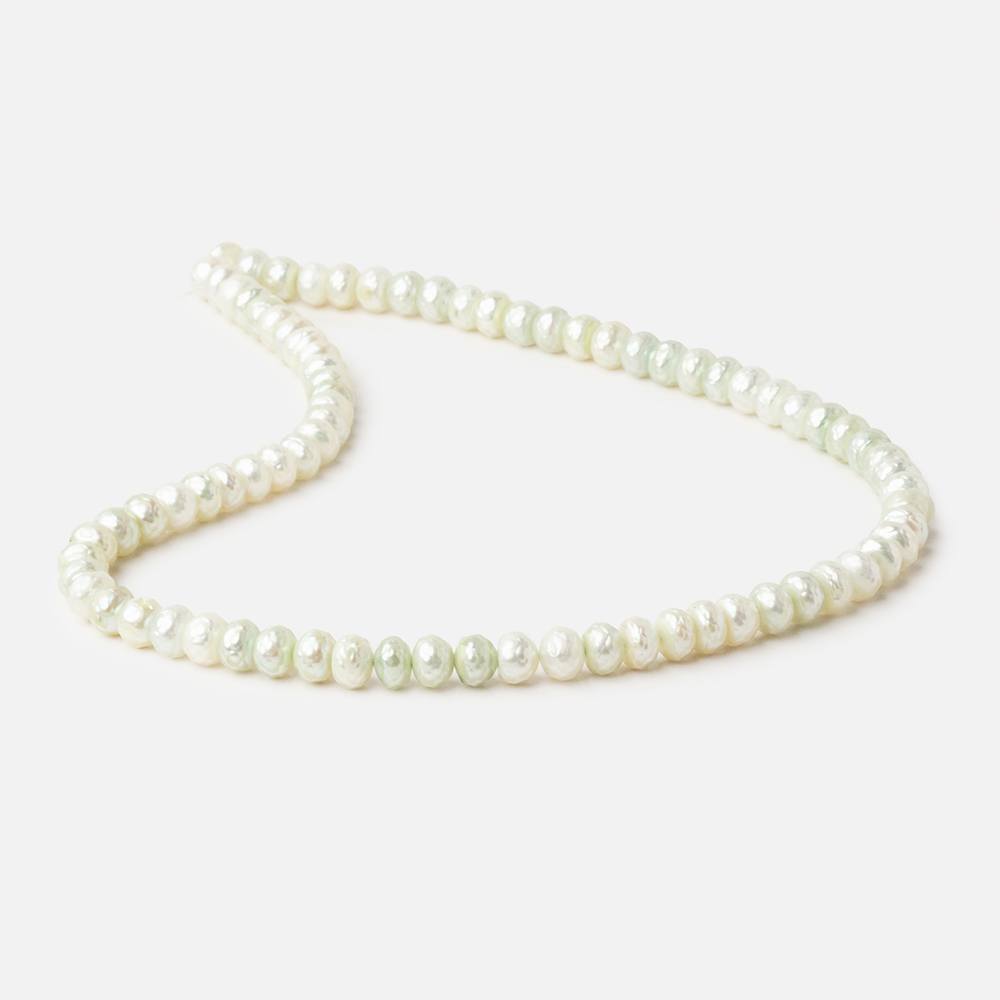 7mm Pale Mint Faceted Button Freshwater Pearls 16 inch 84 pieces