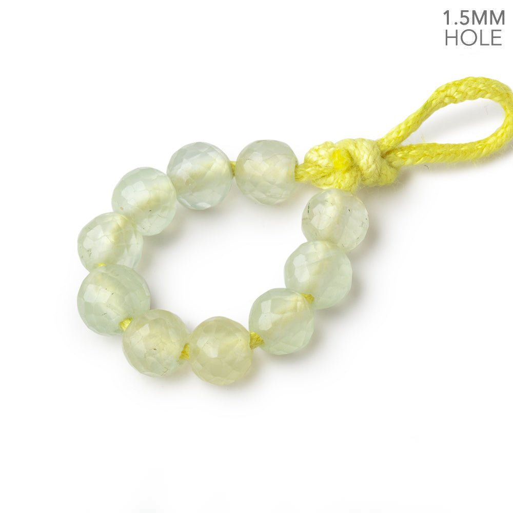 7mm Prehnite 1.5mm Large Hole Faceted Rounds Set of 10
