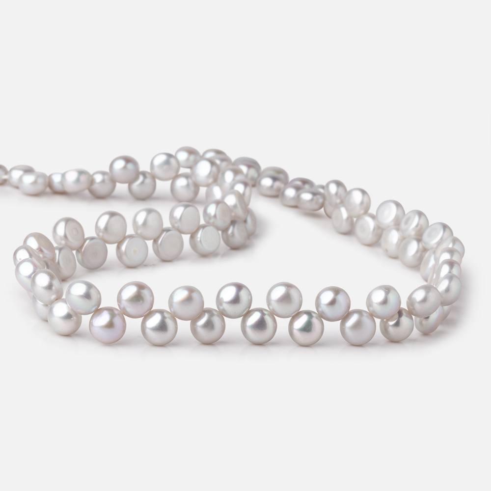 7mm Silver Top Drill Button Freshwater Pearls 16 inch 80 Beads