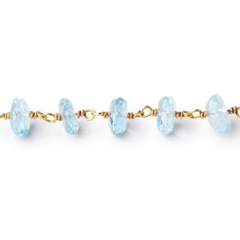 7mm Sky Blue Topaz Faceted Rondelles on Vermeil Chain by the Foot