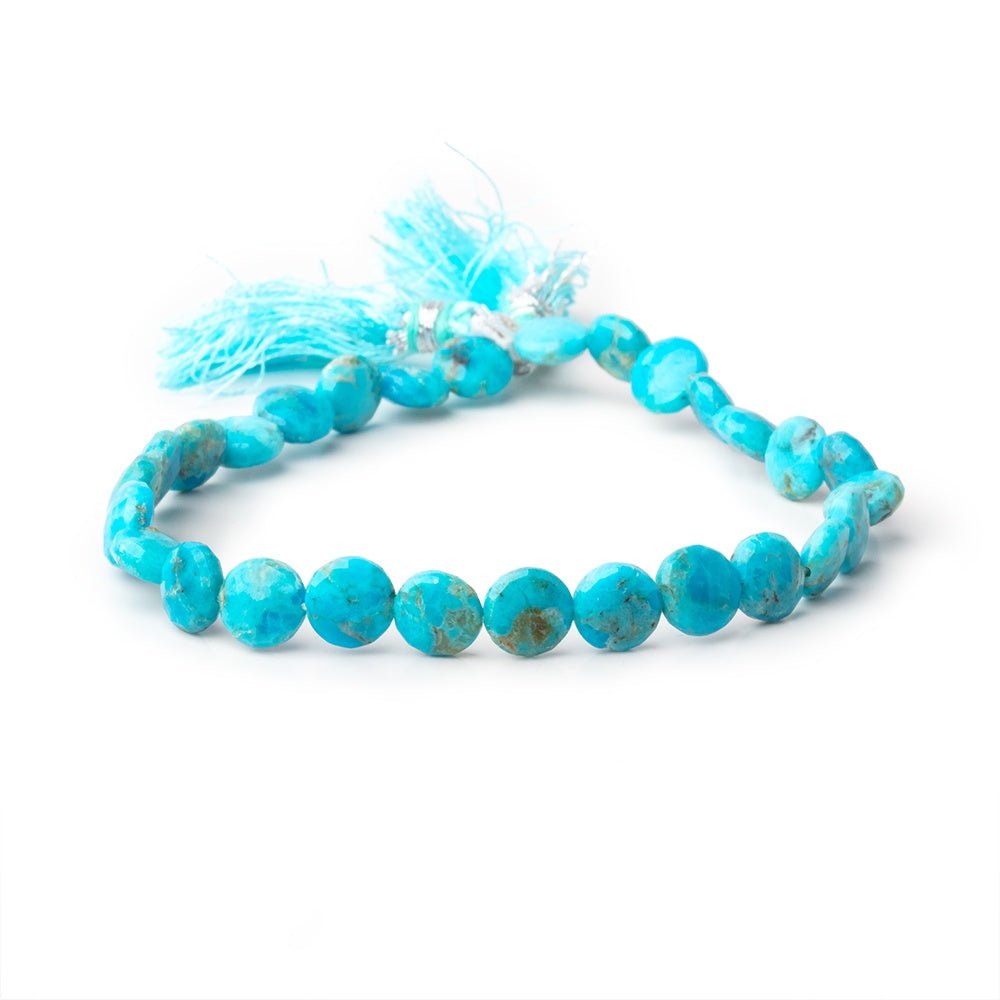 7mm Sleeping Beauty Turquoise Faceted Coins 8 inch 28 Beads