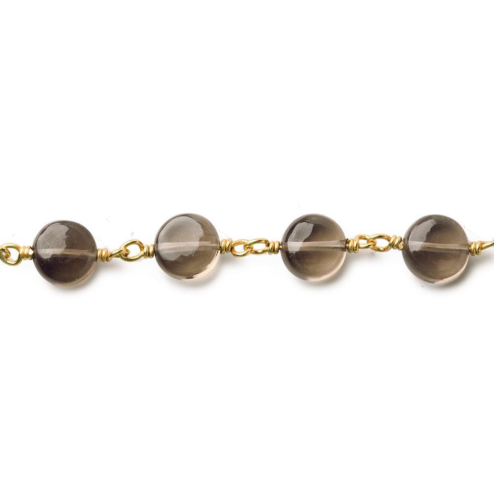 7mm Smoky Quartz plain coin Vermeil Chain by the foot