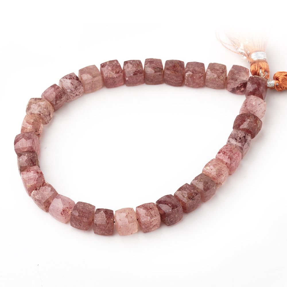 7mm Strawberry Quartz Faceted Cube Beads 8 inch 30 pieces