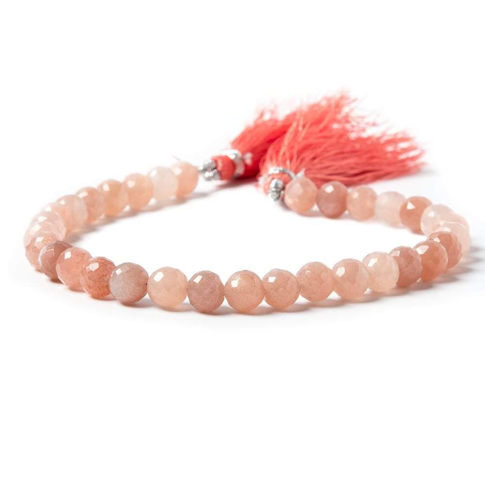 7mm Sunstone & Angel Skin Moonstone faceted rounds 8 inch 32 Beads