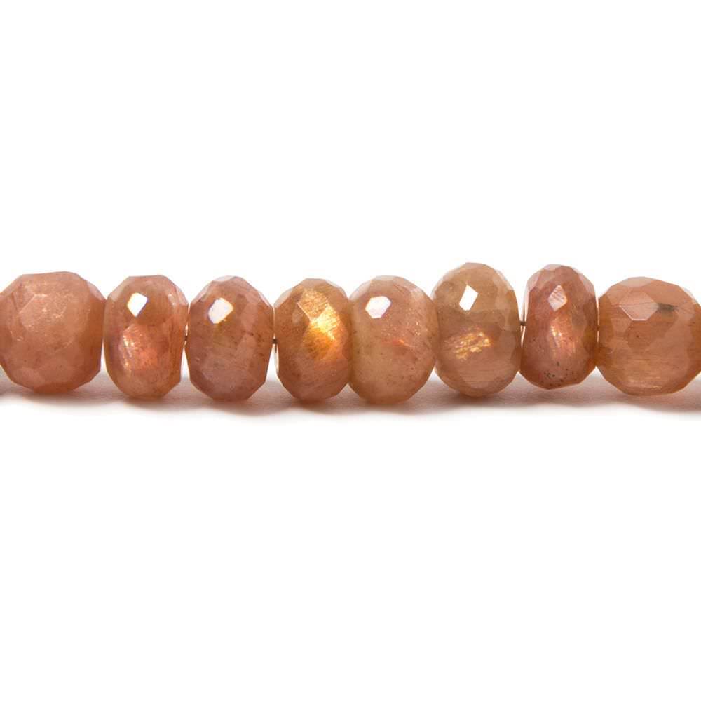 7mm Sunstone faceted rondelles 8 inches 42 Beads