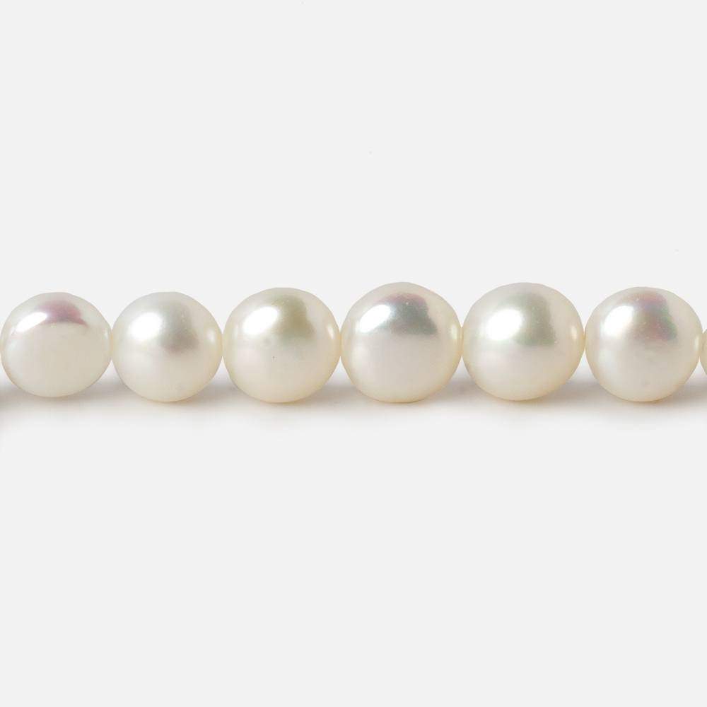 7mm White Button Side Drilled Freshwater Pearls 16 inch 56 pieces