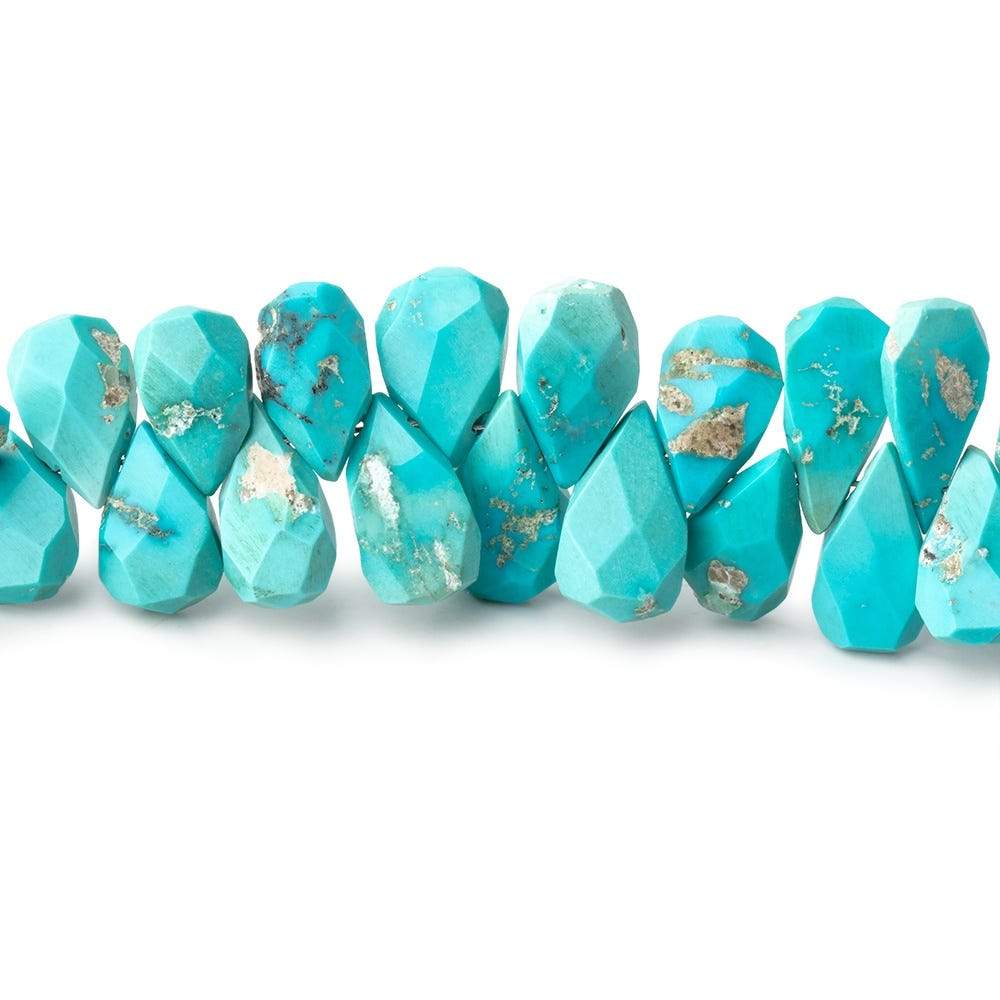 7x3-11x6mm Sleeping Beauty Turquoise Faceted Pear Beads 8 inch 70 pieces