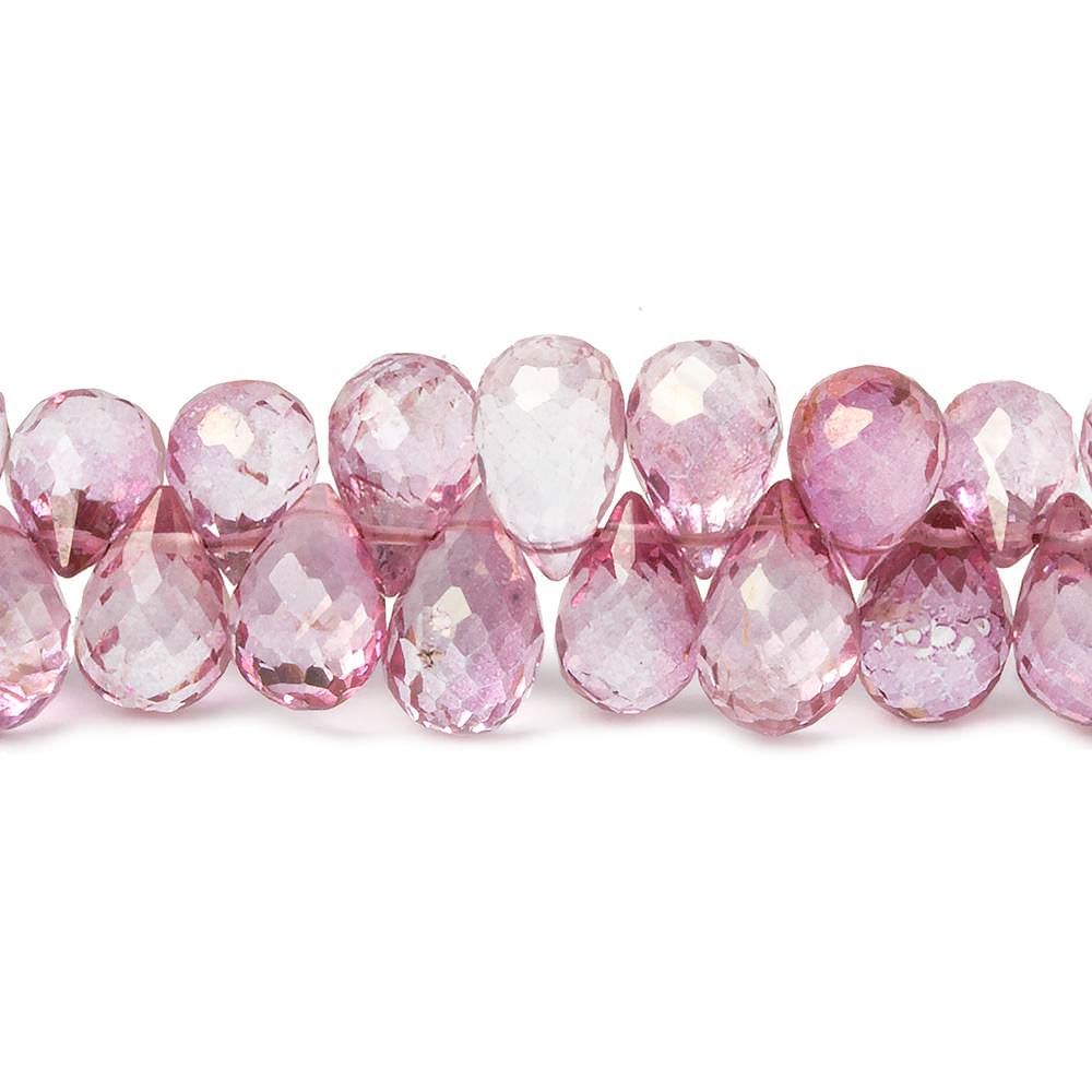 7x5-10x6mm Mystic Pink Topaz Faceted Tear Drop Beads 8 inch 74 pieces