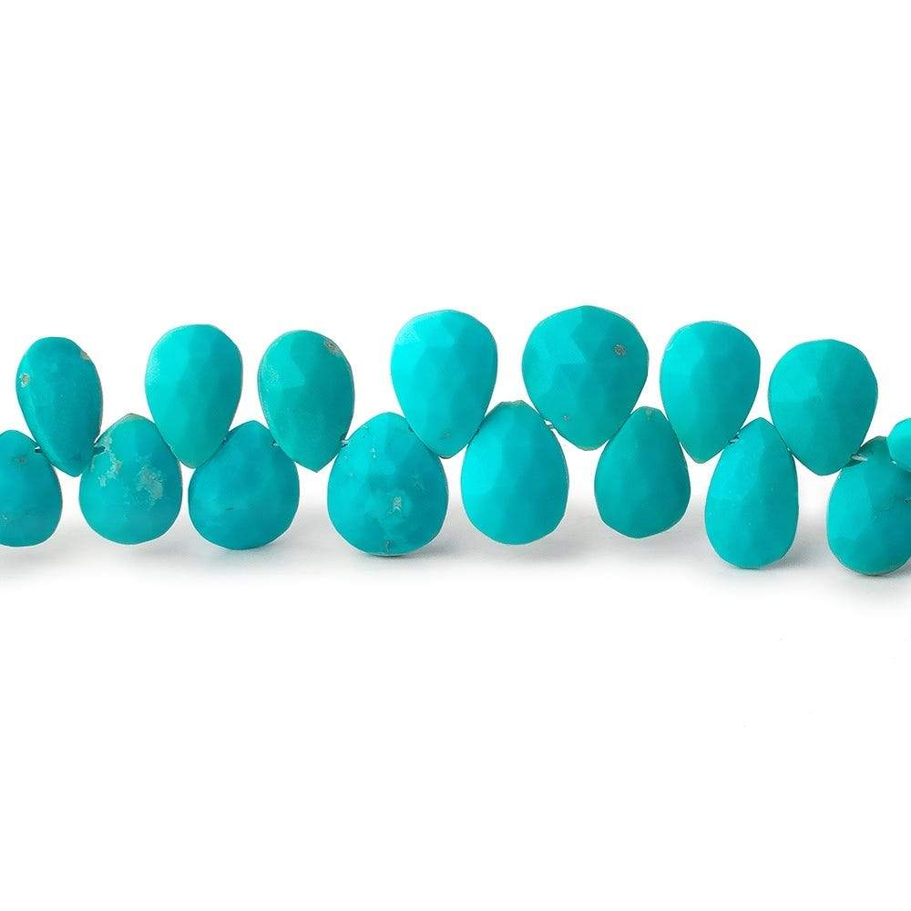 7x5-10x7mm Sleeping Beauty Turquoise faceted pear beads 8.5 inch 58 pieces