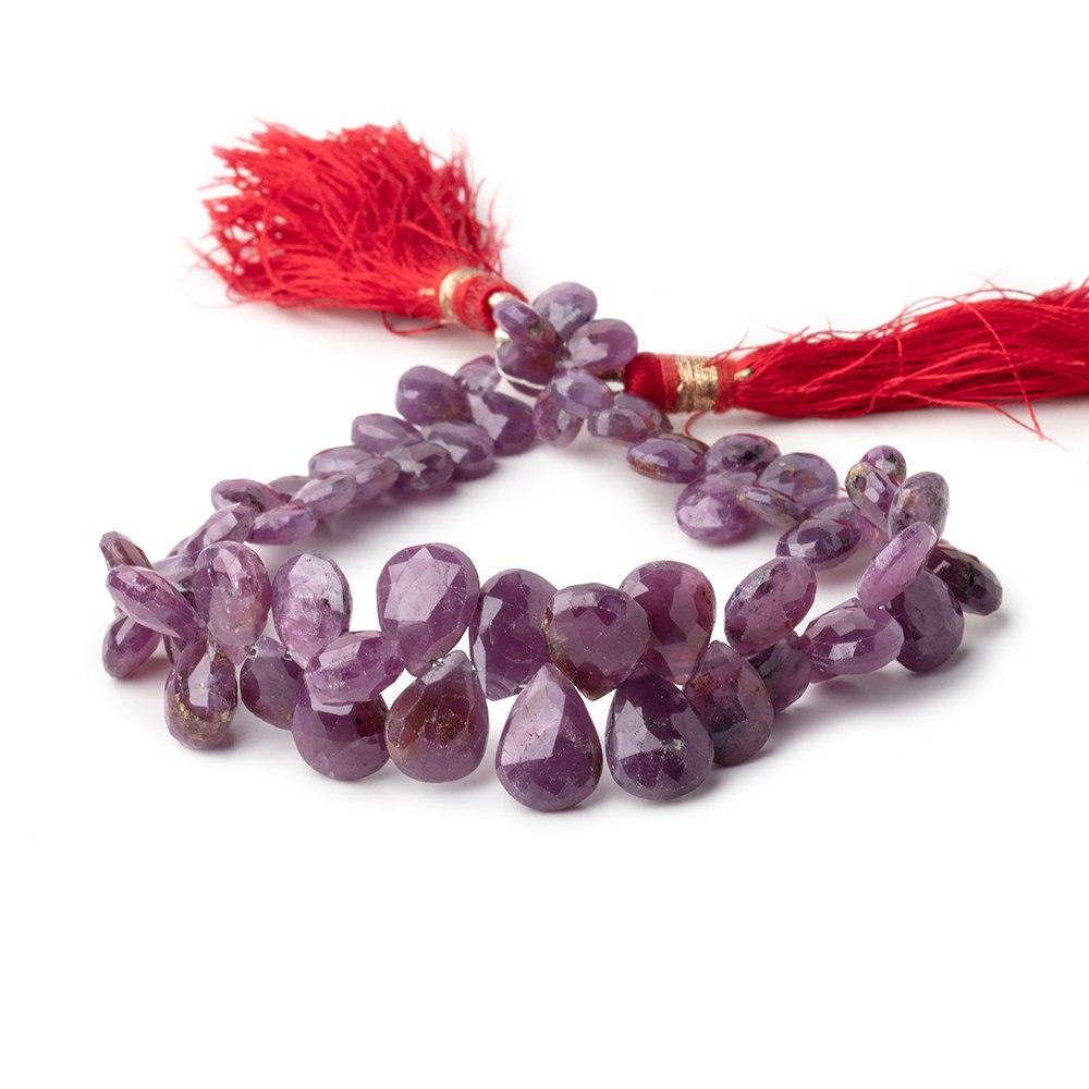 7x5-11x8mm Ruby Faceted Pear Beads 8 inch 61 pieces
