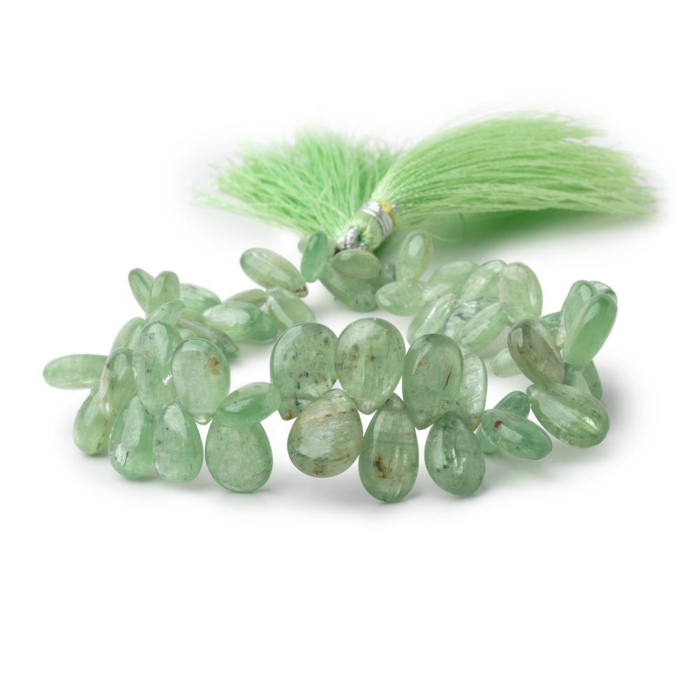 7x5-12x9mm Green Kyanite Plain Pear Beads 7.5 inch 60 pieces