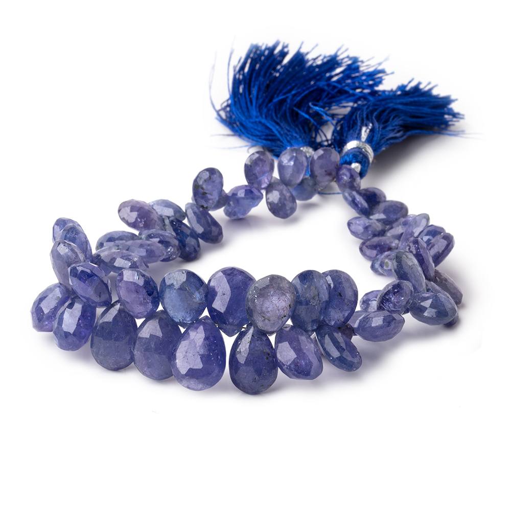 7x5-12x9mm Tanzanite Faceted Pear Beads 7.5 inch 55 pieces