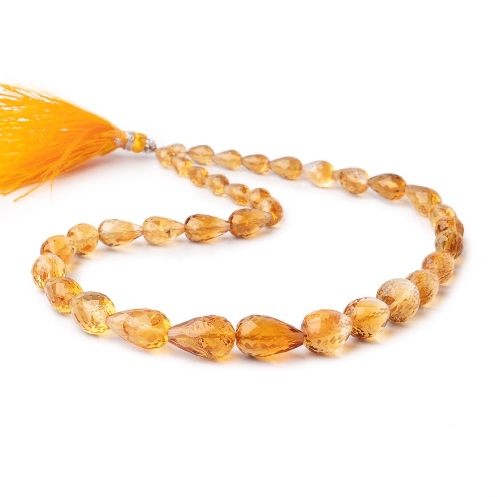 7x5-15x10mm Citrine Straight Drill Faceted Tear Drop Beads 15 inch 36 pieces