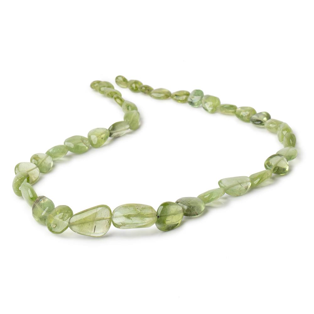 7x5-16x11mm Afghani Mossy Peridot Plain Nuggets 17 inch 38 beads