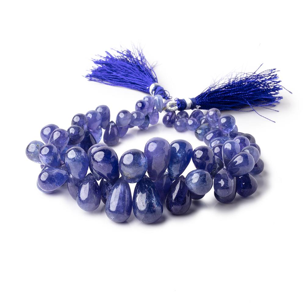 7x5-19x12mm Tanzanite Plain Tear Drop Beads 9.5 inch 70 pieces AA