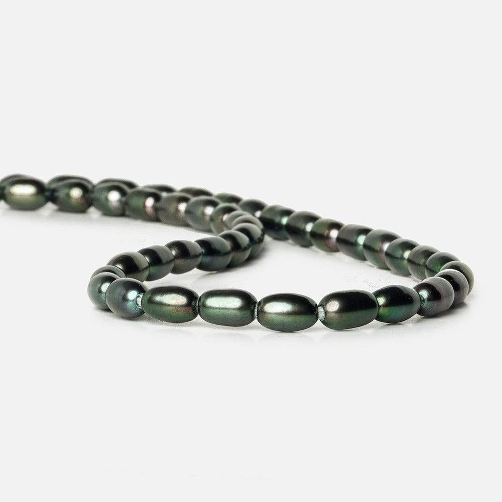 8x5mm Pistachio Peacock Large Hole Oval Freshwater Pearls 15inch 48pcs